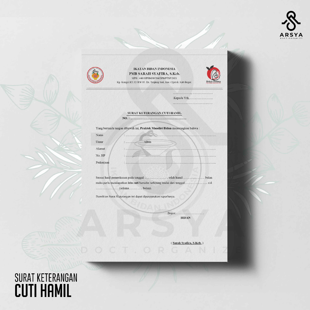 Jual Surat Cuti Melahirkan | Formulir Cuti Melahirkan | Surat Kebidanan ...