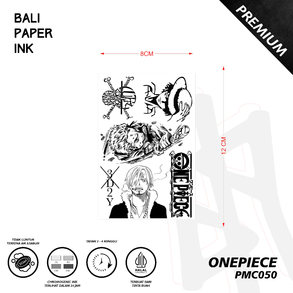Bali Paper Ink PMC050 Set Tato Temporer Premium Satu Paket Ink Tattoo Buah
