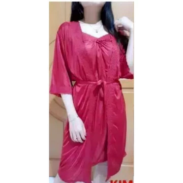 Ab 020 Set Kimono 2In1 Satin Import Piyama Wanita Kimono Set Tricot Premium Quality