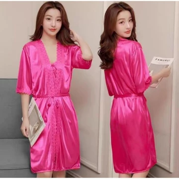 Ab 020 Set Kimono 2In1 Satin Import Piyama Wanita Kimono Set Tricot Premium Quality