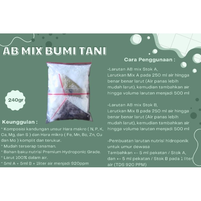 Jual Nutrisi AB Mix Hidroponik Sayuran Daun 100 Liter Racikan Bumi ...