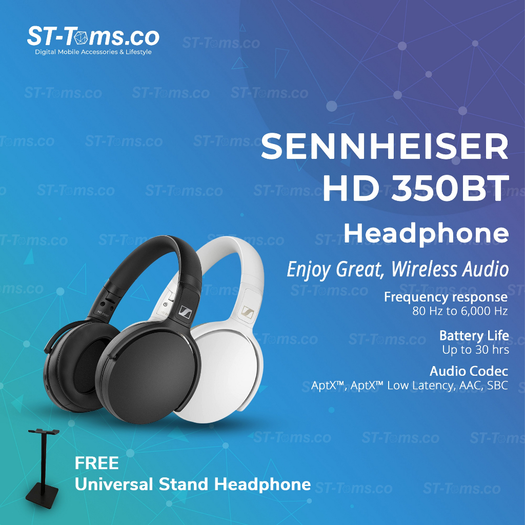 Jual Sennheiser HD350BT / HD 350BT / 350 BT Bluetooth Headphone with 30