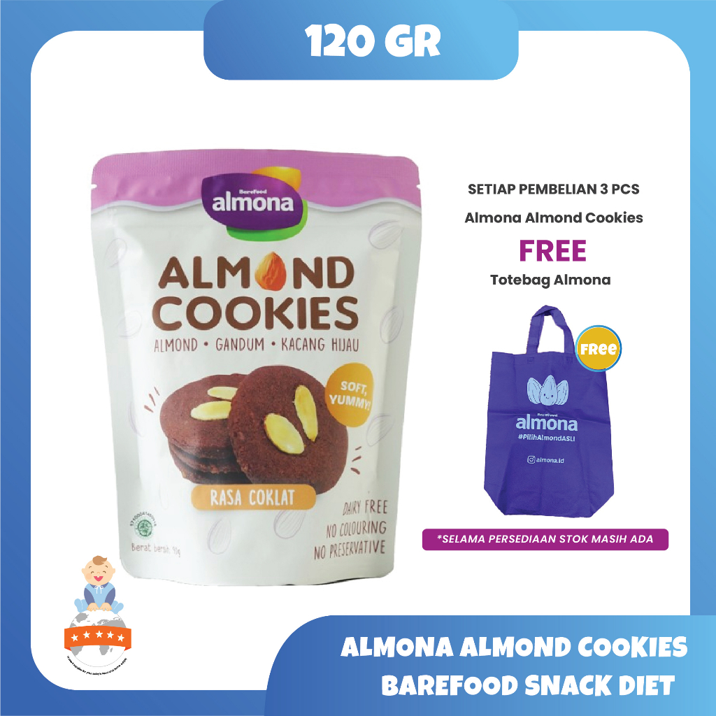 Jual Almona Almond Cookies Barefood Snack Diet 100g | Shopee Indonesia