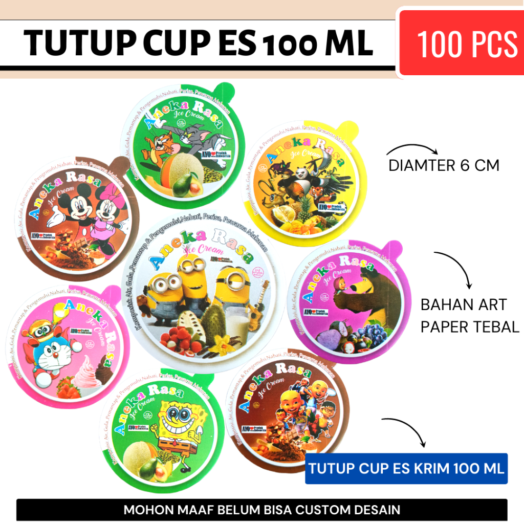 Jual TUTUP CUP ES CREAM INSTAN / PENUTUP PAPER CUP / PENUTUP CUP ...