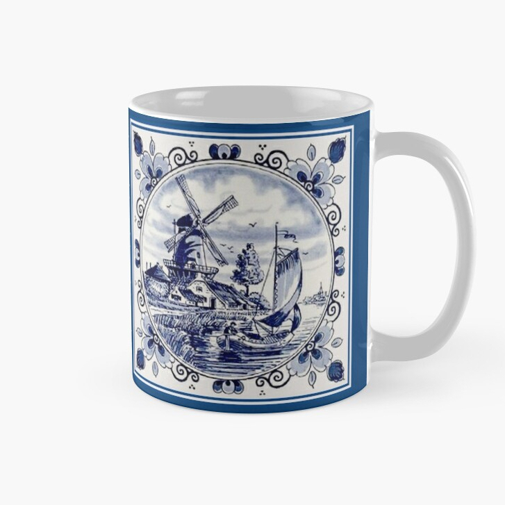 Jual DUTCH BLUE DELFT Vintage Windmill Print Coffee Mug | Shopee Indonesia