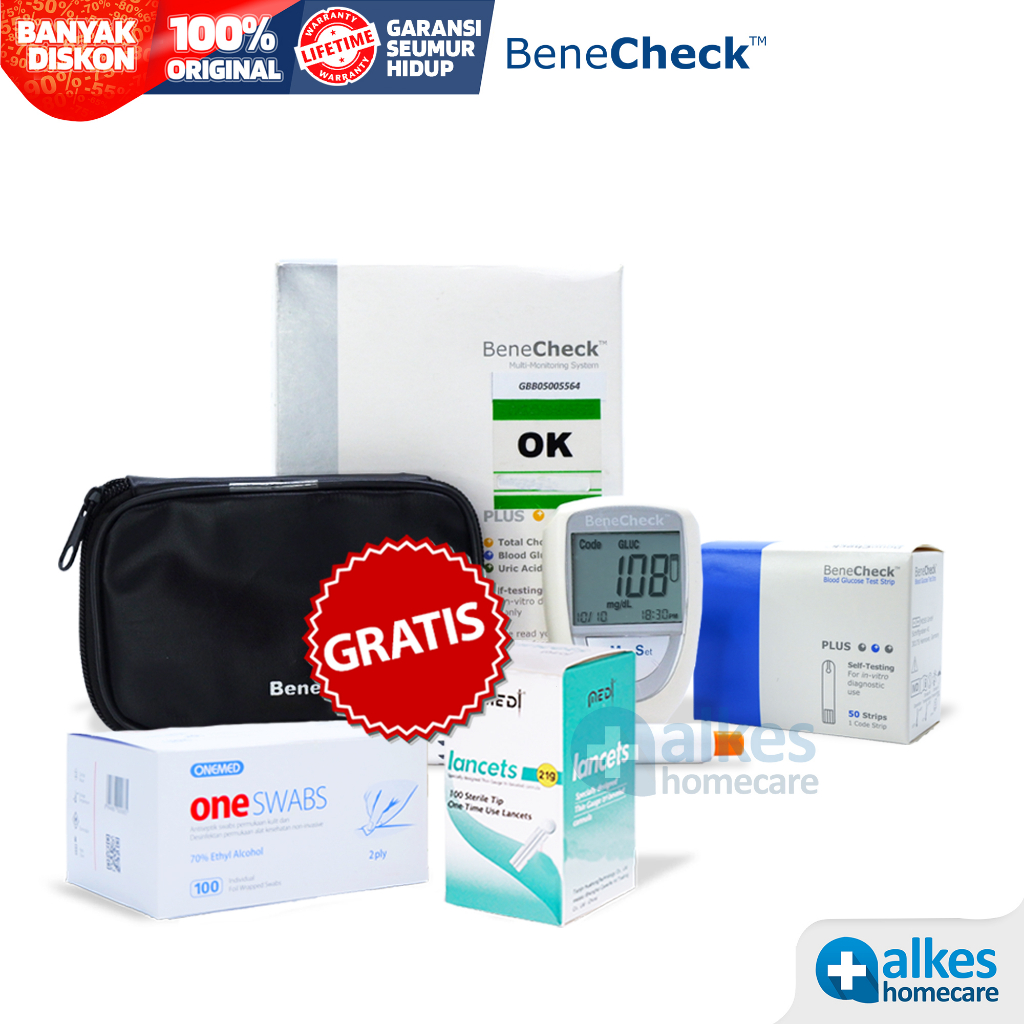 Jual Alat Cek Darah BeneCheck PLUS Strip Glukosa (PAKET) - Free 1 Box ...