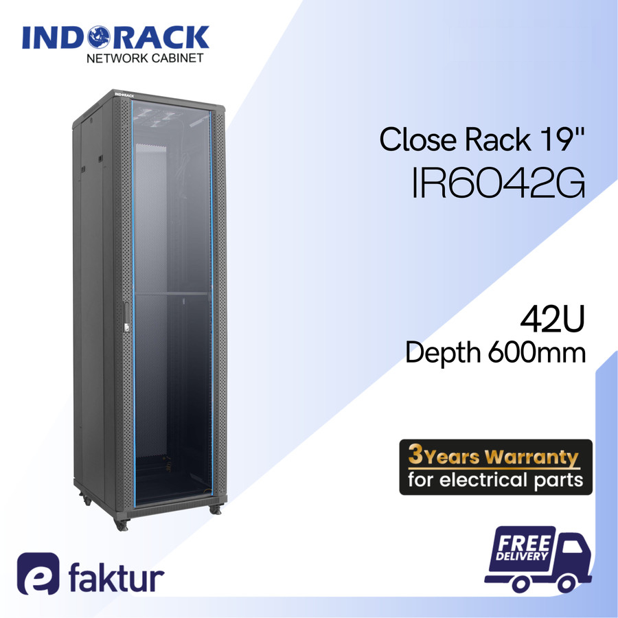 Jual Indorack Close Rack 42U Glass Door Rack Server 19" Depth 600mm