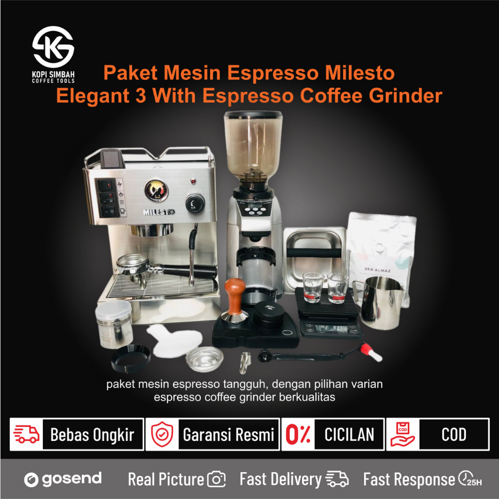 Jual Paket Mesin Espresso MILESTO ELEGANT III 3 With Grinder Lengkap