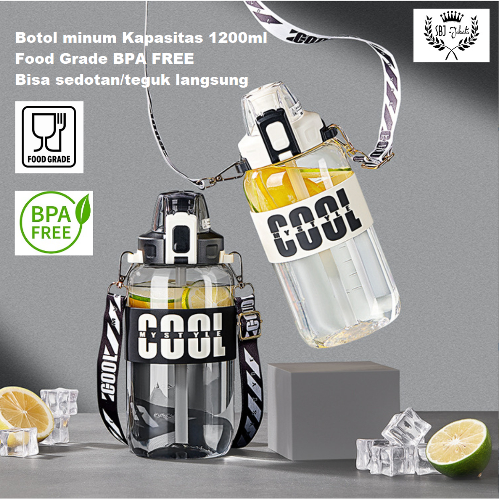 Jual BOTOL MINUM UKURAN BESAR COOL STYLE 1200 ML FOOD GRADE BPA FREE ...