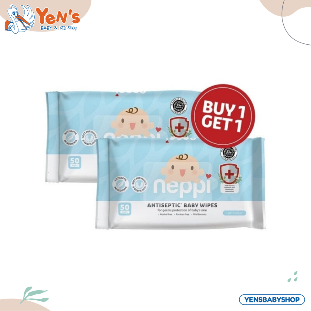 Jual NEPPI Antiseptic Baby Wipes 50s buy 1 get 1 | Shopee Indonesia