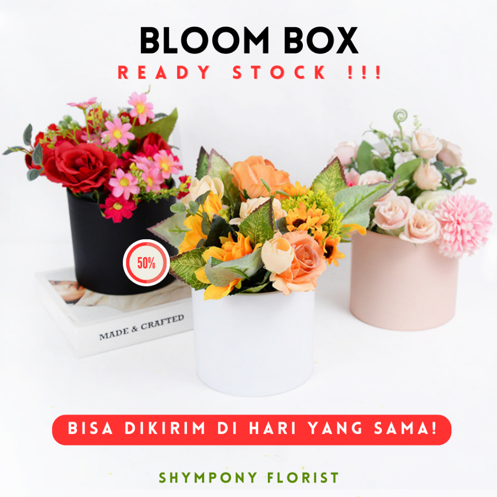 Jual Mini round dan Box kotak Bloom Box Box Bunga / Blooming Box WAJIB MEMBELI BUBLEWRAP