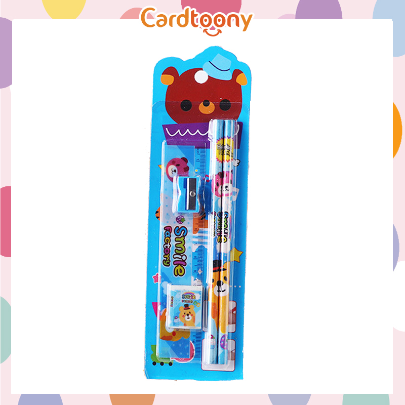 Jual Paket Alat Tulis Stationery Set Kartun Pensil Penghapus Penggaris