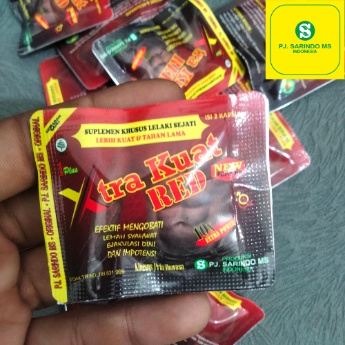 Jual XTRA KUAT RED Obat Kuat Obat Tahan Lama pria herbal (1Sachet isi 2