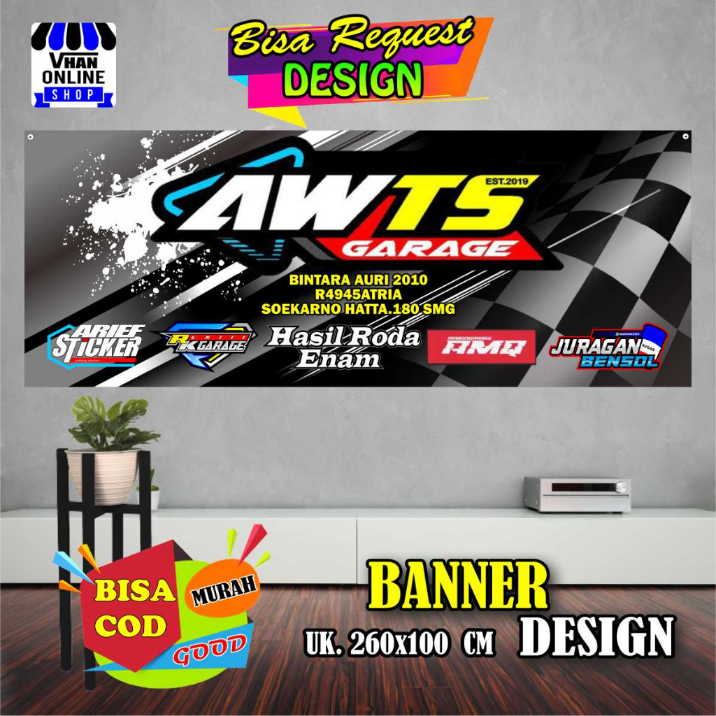 Jual Spanduk, Banner Bengkel Racing, Design Bisa Request Logo B ...