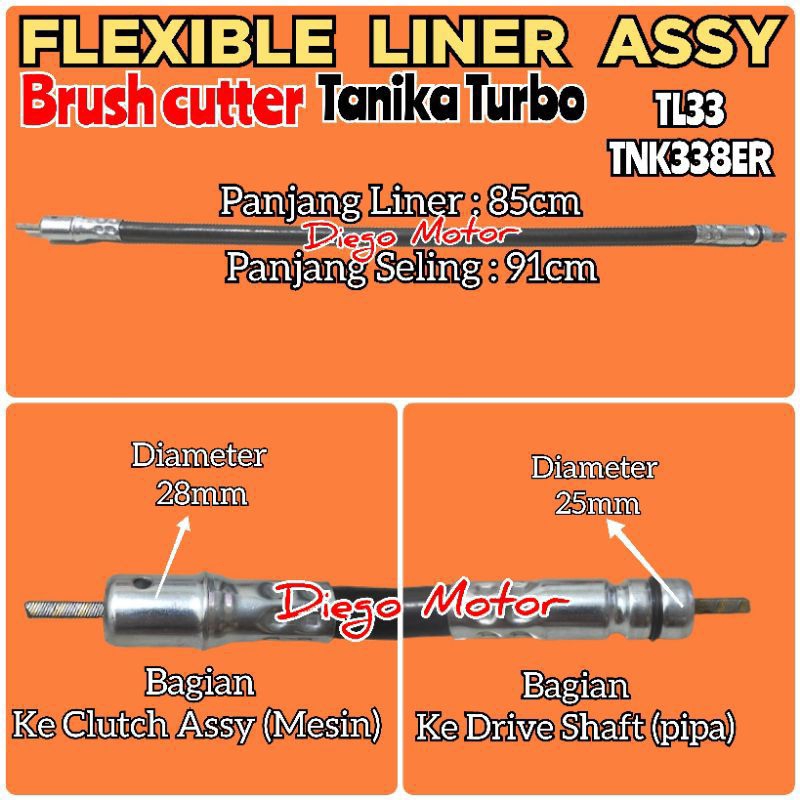 Jual Flexible Liner Shaft Sarung Seling Komplit Mesin potong rumput