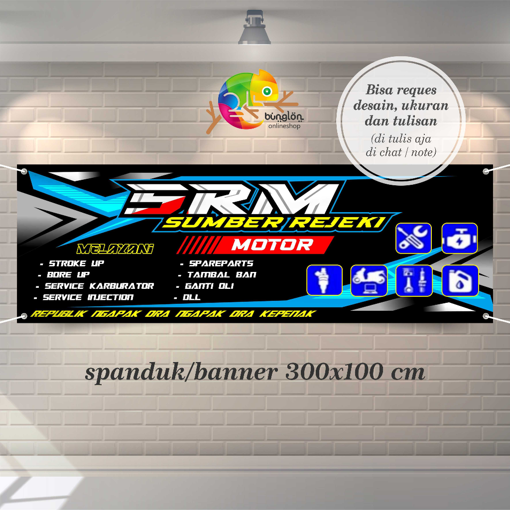 Jual 300x100 Spanduk Banner Bengkel Keren, Spanduk Bengkel Modern