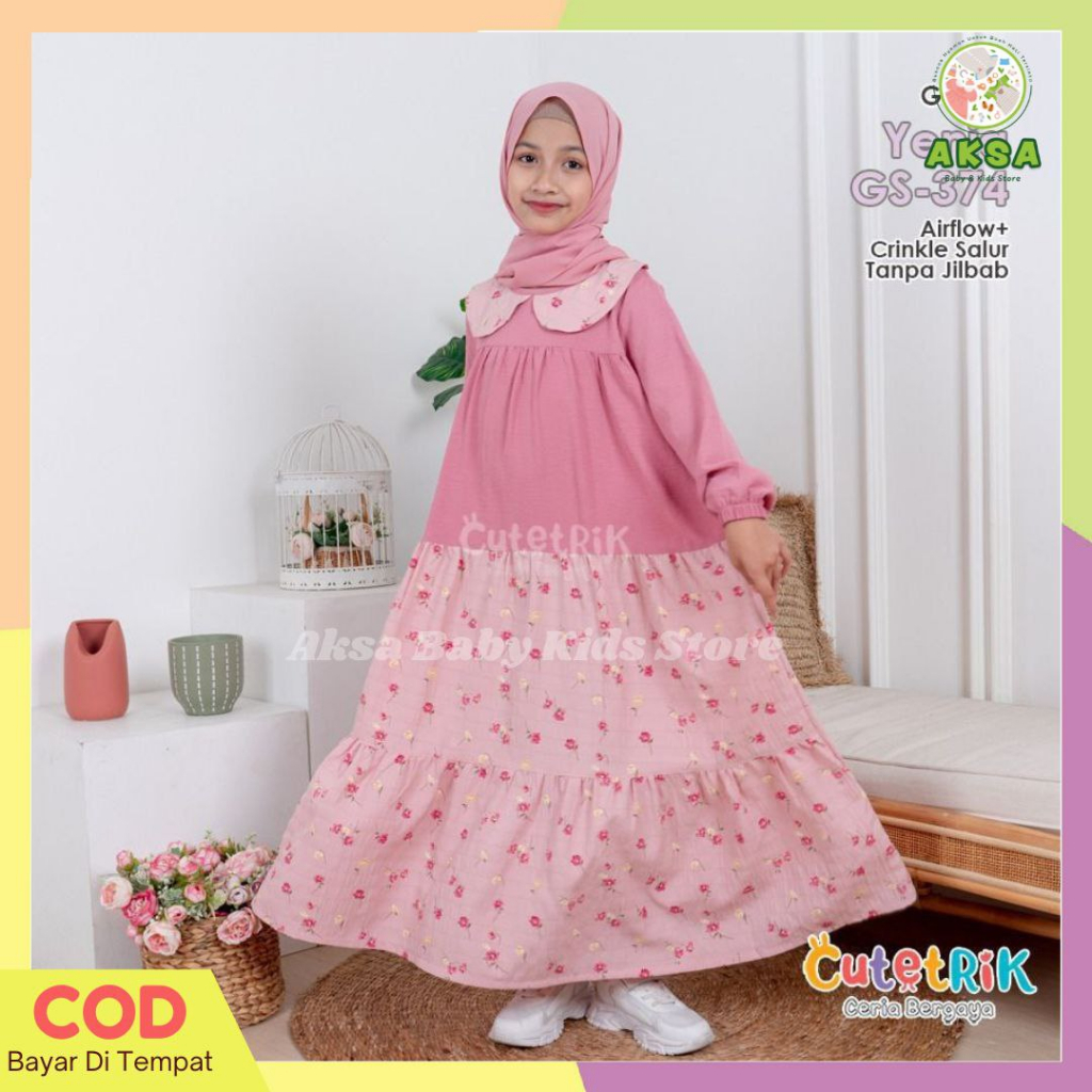 Jual (312 tahun) baju muslim anak perempuan gamis anak katun jepang