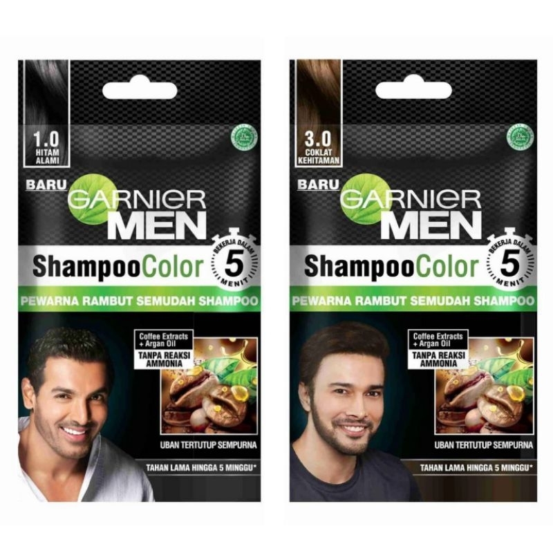 Pack De 5 Shampooings Colorants Garnier Men - Noir - 20 Ml Chacun - Neuf
