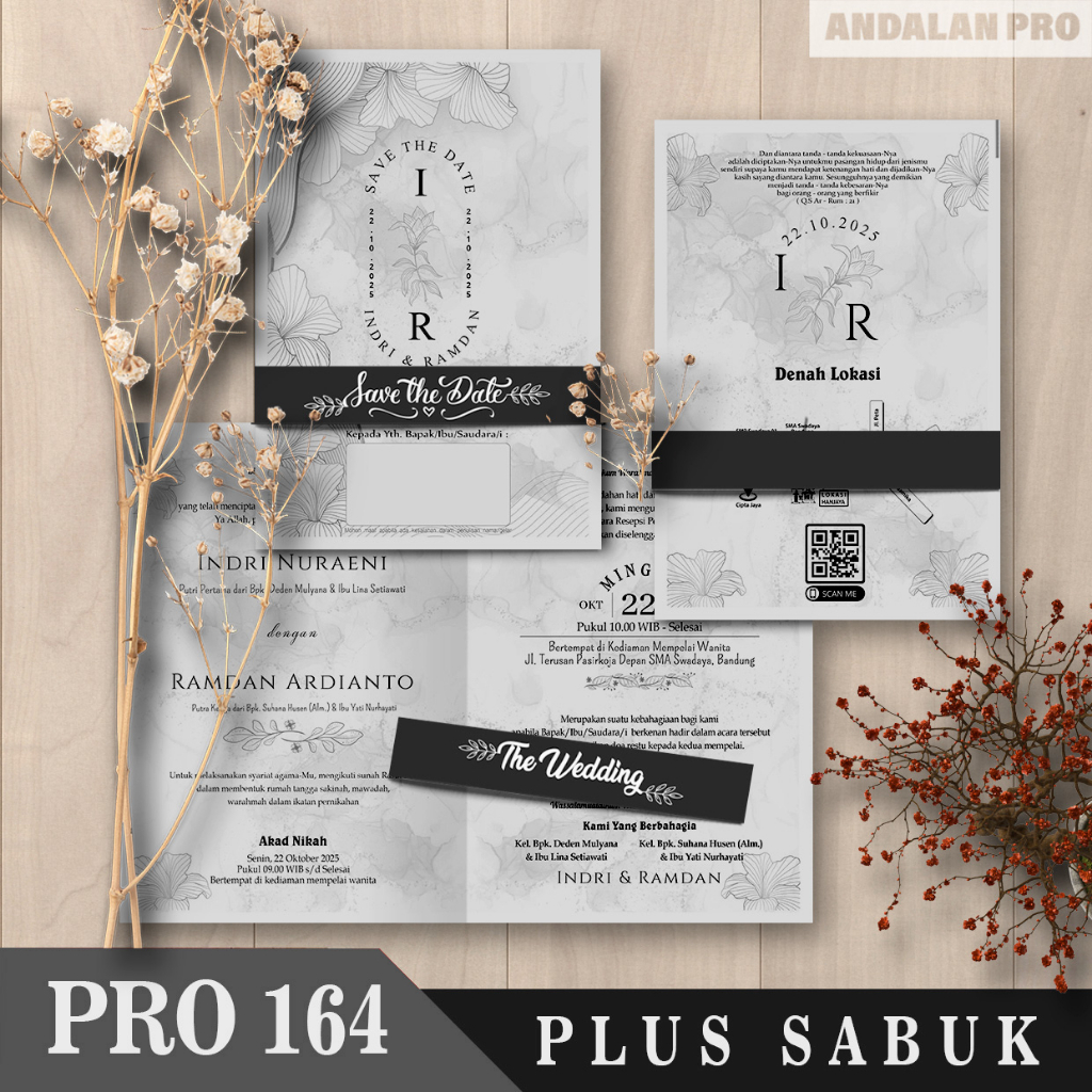 Jual PRO 164 Grayscale / Hitam Putih - Cetak Undangan Pernikahan Plus