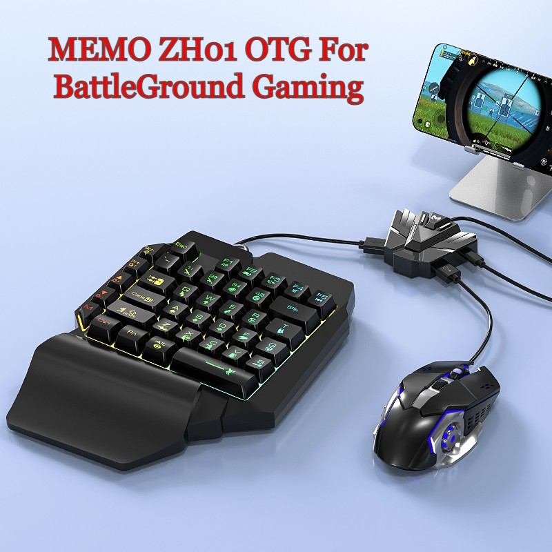 Jual MEMO ZH01 OTG keyboard gaming dan Mouse/Single Hand Gaming RGB