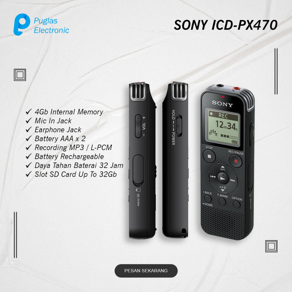 Jual Voice Digital Recorder Sony ICD-PX470 Alat Perekam Rekam Merekam ...