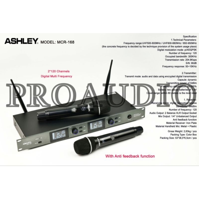 Jual Mic Wireless Ashley Mcr Mcr With Anti Feedback Function