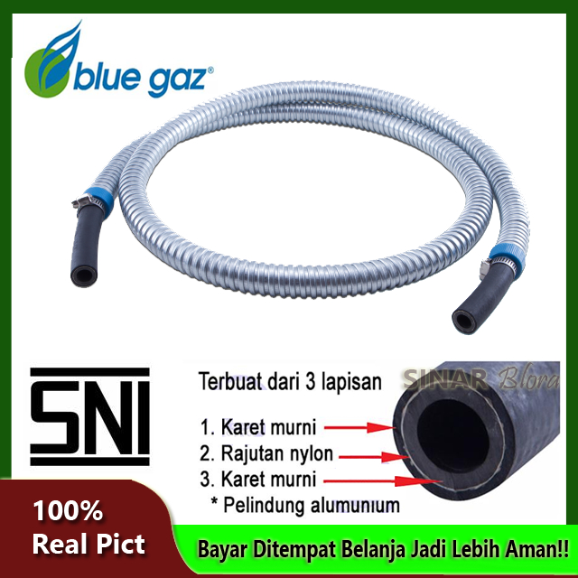 Jual Selang Karet Lpg Regulator Kompor Gas Merk Blue Gas Gaz Metal Spiral Shopee Indonesia