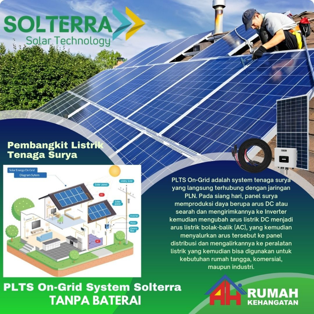 Jual Paket PLTS 5000 Watt ON-GRID 1PHASE Solterra/ Paket PLTS 5KW ...
