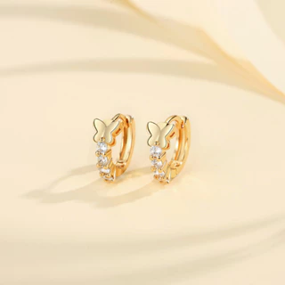 Lanme Jewelry Anting Hoop Wanita Lapis Emas Anting Korea Kupu-Kupu Berlian Anti Karat Anting Aksesoris Fashion Y022