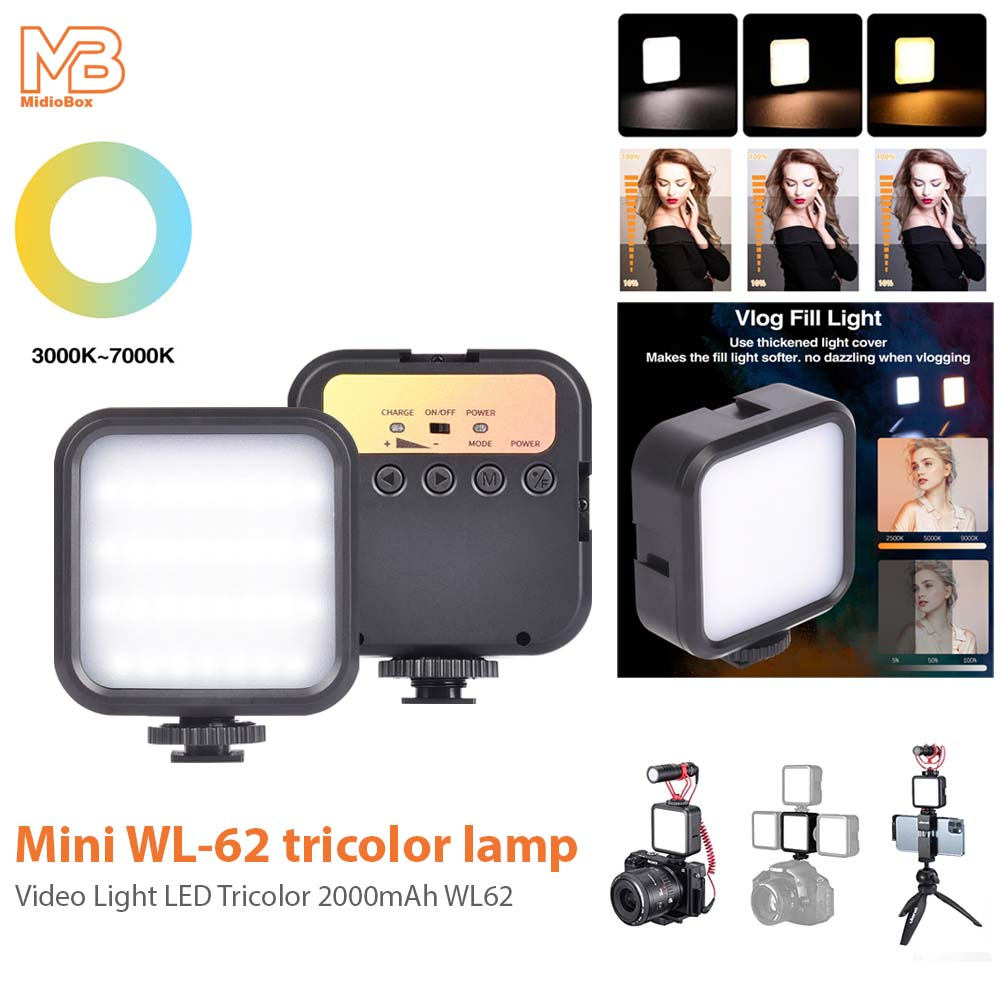 Jual Midio WL62 Mini Light LED Rechargeable Battery Lampu Vlog ...