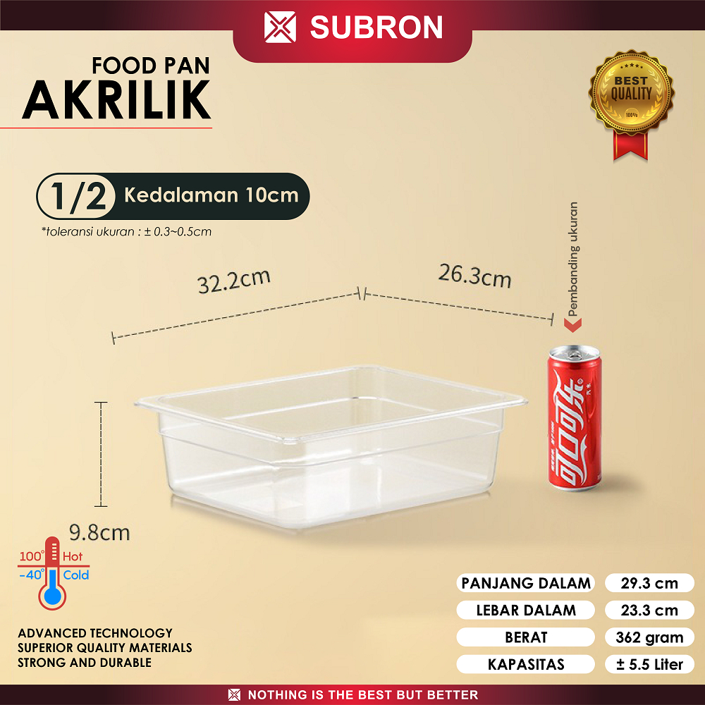 Jual SUBRON Gastronom Food Pan Akrilik 1/2/10 Kedalaman 10cm Wadah ...