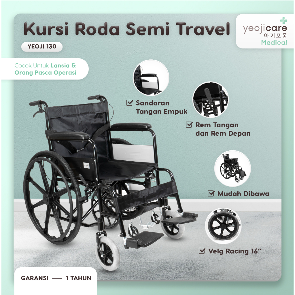 Jual Yeojicare Wheelchair Kursi Roda Lipat Semi Travel Velg Racing ...