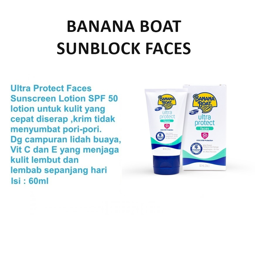 Jual BANANA BOAT SUNBLOCK ULTRA PROTECT FACES SUNSCREEN LOTION SPF 50