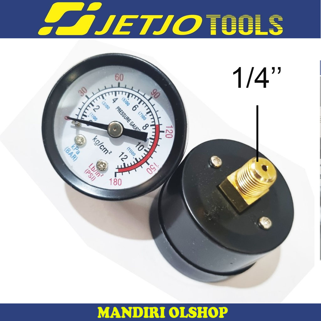 Jual Manometer Pressure Gauge 12 Bar 180 psi Pengukur Tekanan Angin ...