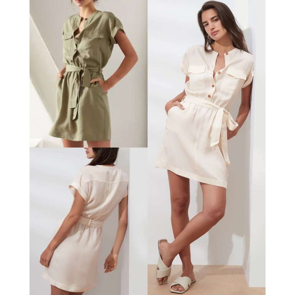 banana republic utility shirt dress Poplin Utility Midi Shirtdress