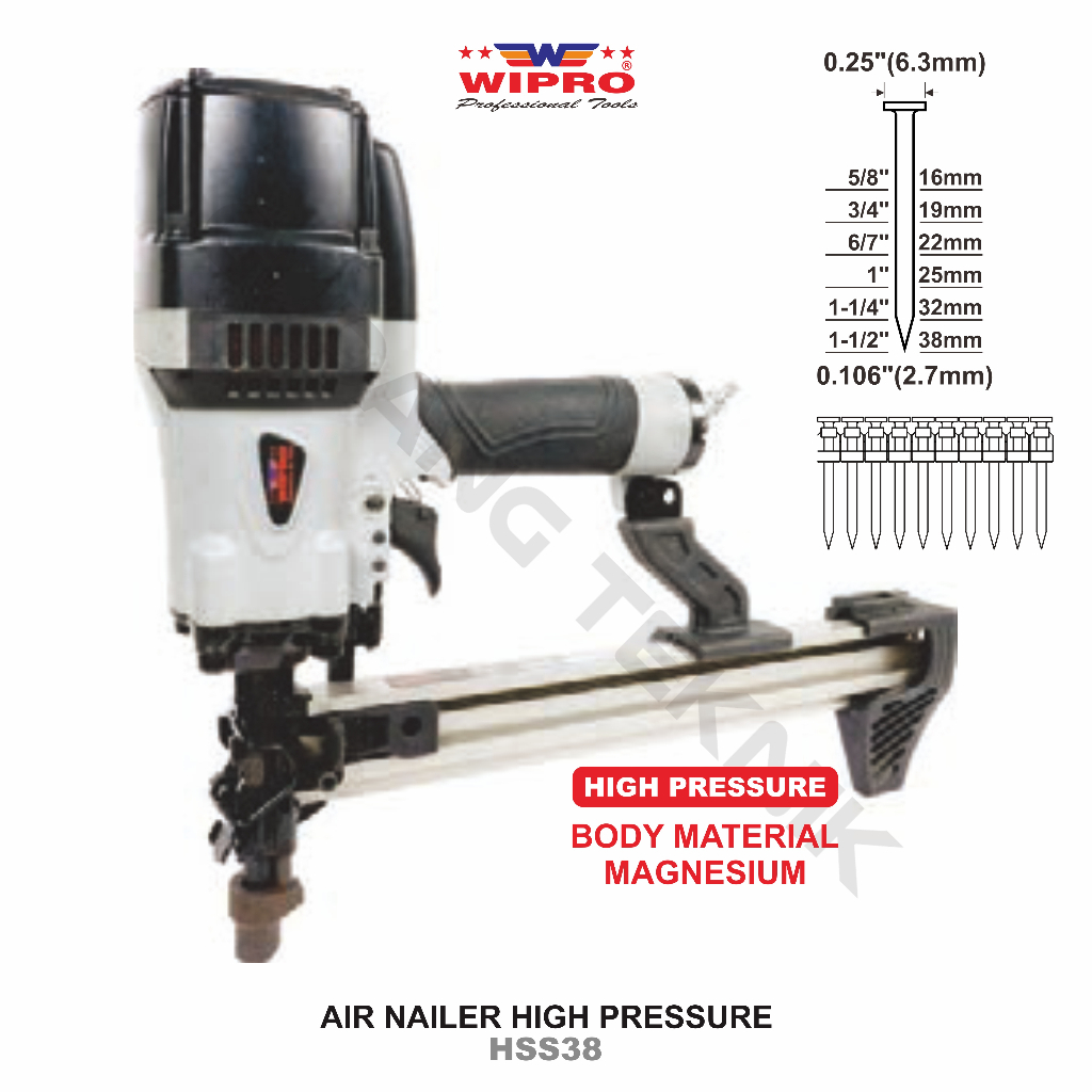 Jual Air Nailer Paku Tembak Magnesium Staples WIPRO HSS38 / Mesin ...