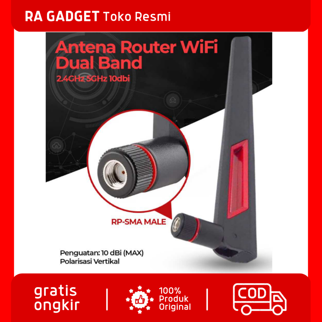 Jual Onelinkmore Antena Router WiFi Dual Band 2.4GHz 5GHz 10dbi RP