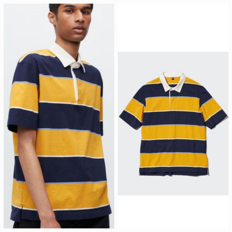 Jual Kaos Polo Uniqlo Rugger Garis Yellow Baru Asli Original