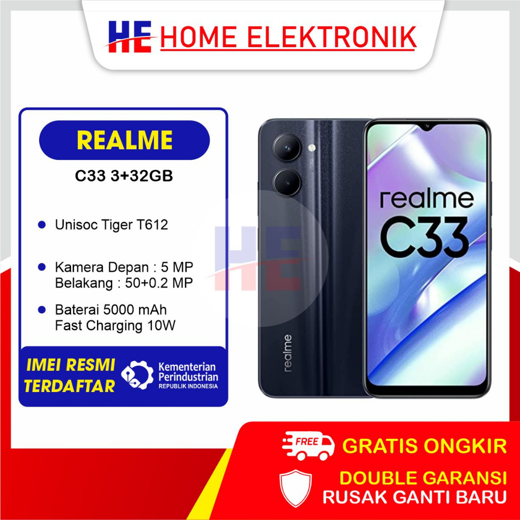 Jual Realme C33 3/32GB dan 4/64GB Garansi Resmi 1 Tahun | Shopee Indonesia