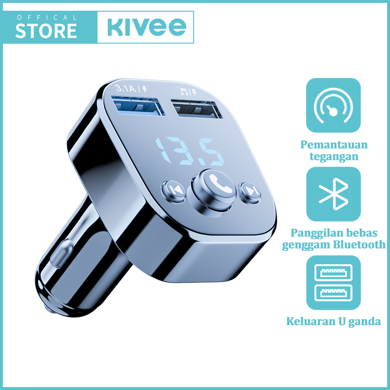 Jual KIVEE Car Charger Mobil Fast Charging Bluetooth Transmitter Dual ...