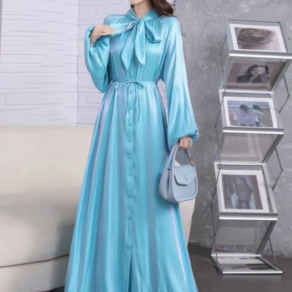 Jual Shimmer Dress Hijab Lebaran Free Belt dress korea katun