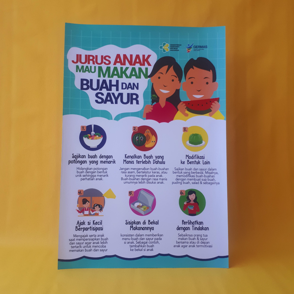 Jual Poster Makanan Sehat | Jurus Anak Mau Makan Buah Dan Sayur ...