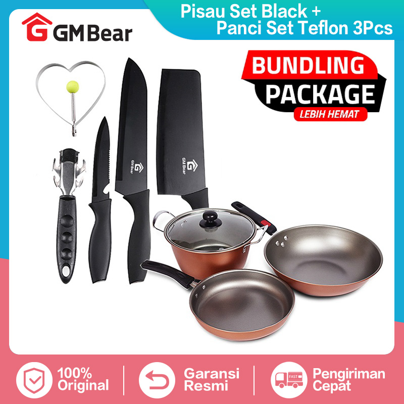 Jual Gm Bear Bundle Hemat Panci Set Wajan Penggorengan Pcs Pisau Dapur Set