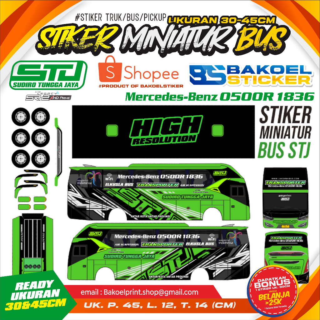 Jual STIKER MINIATUR BUS SUDIRO TUNGGA JAYA SR2 HD PRIME LAKSANA UK. 30 ...