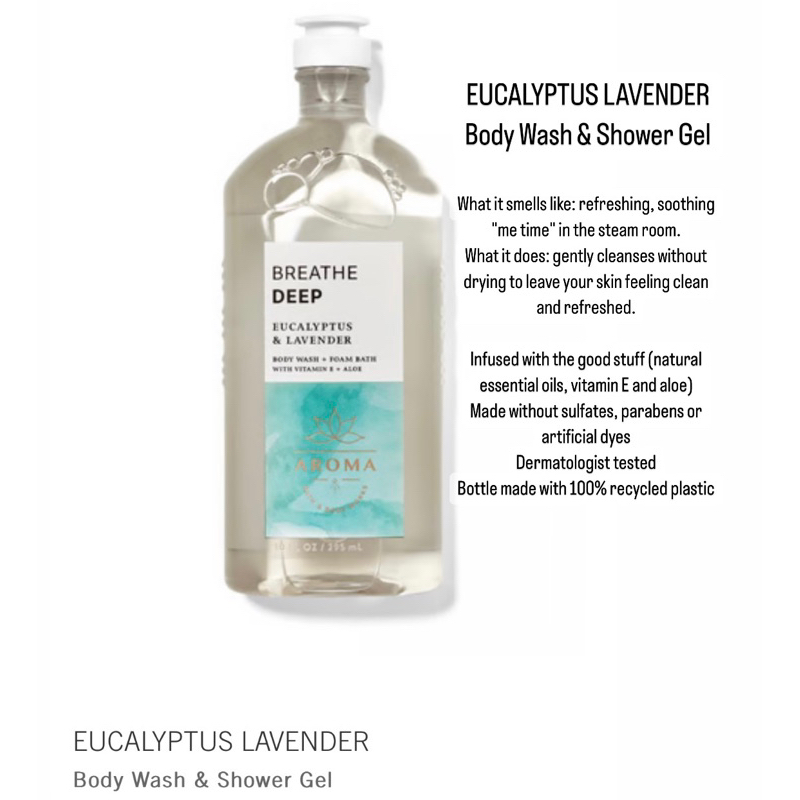 BODY WASH FOAM BATH AROMATHERAPY 295ML BATH AND BODY WORKS (BBW)