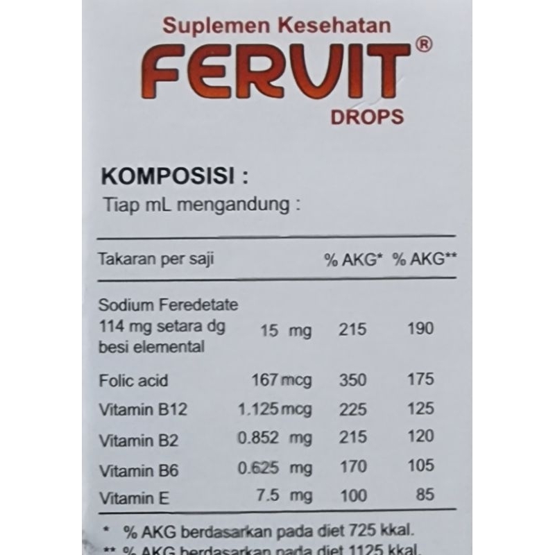 Jual FERVIT DROP 15 ML suplemen zat besi untuk bayi | Shopee Indonesia
