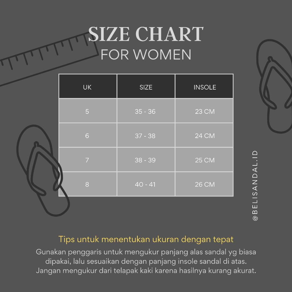 Size chart fipper strappy store