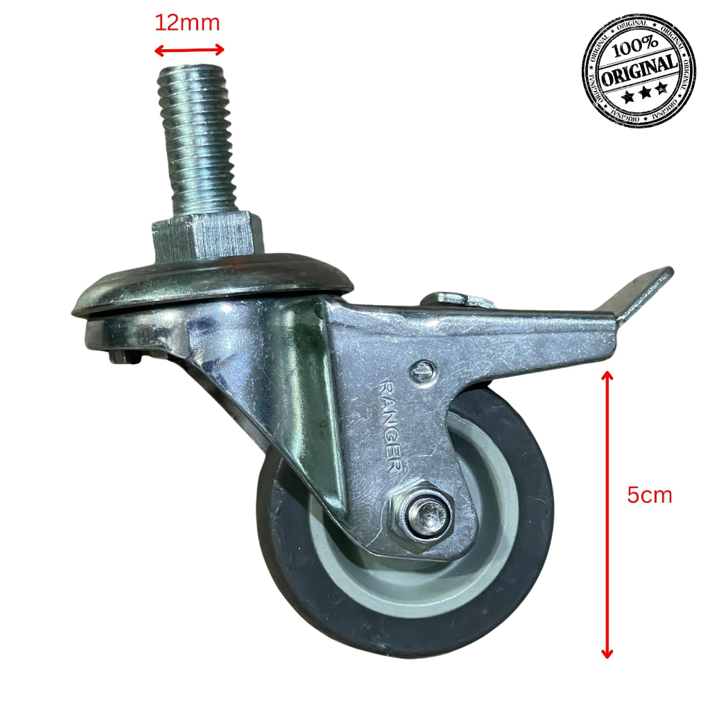 Jual Roda Caster Troli Karet As Drat 2 Inch Rem Roda 2