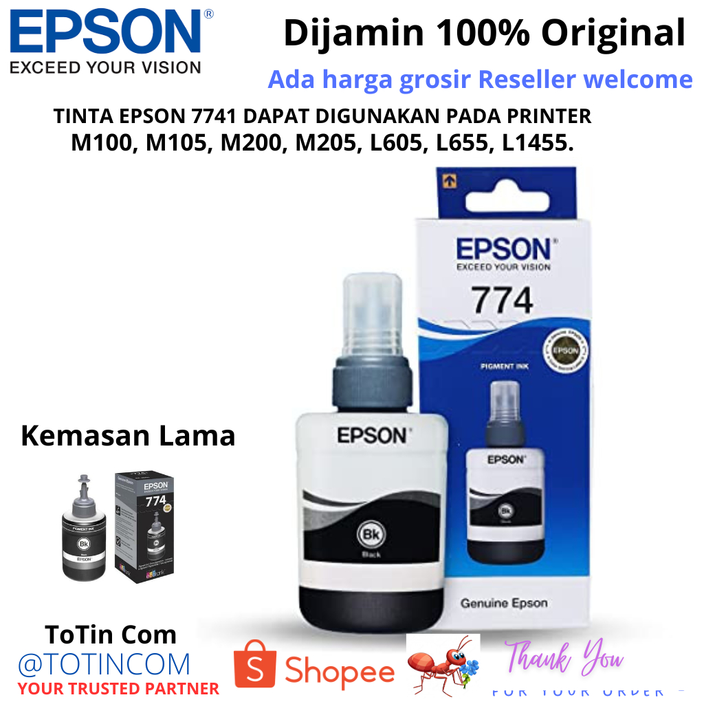 Jual Tinta Epson 7741 Black Original 7741 Isi 140ml Untuk Printer M100 M200 M105 M205 L655 L605 5678