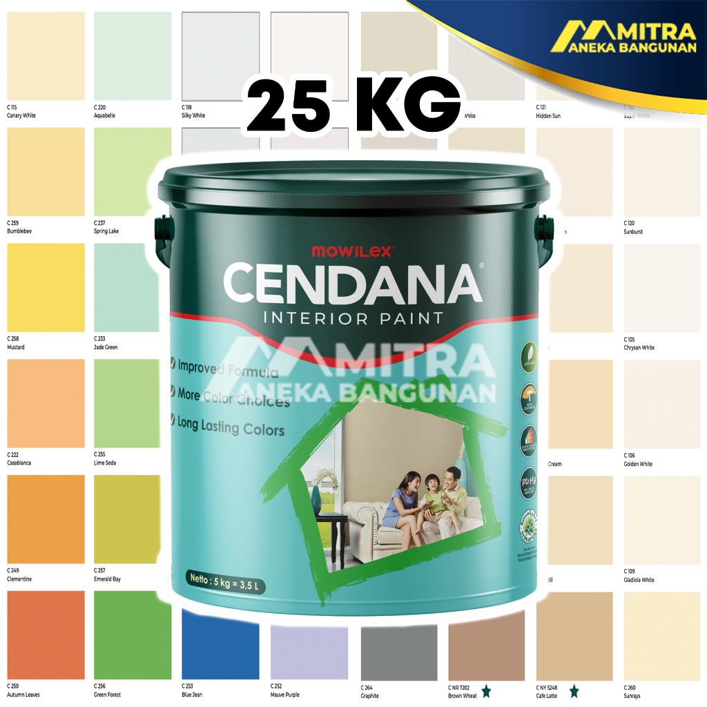 Jual Cat Tembok Mowilex Cendana Interior 25 Kg 1 Pail Warna Lengkap Shopee Indonesia 4686